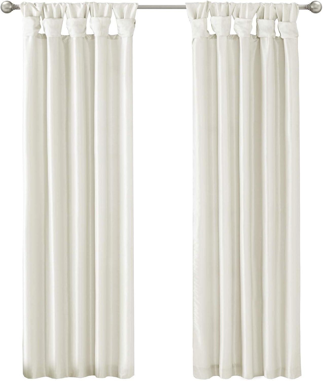 imageMadison Park Emilia Faux Silk Valance DIY Twist Tab Top Finish with Beads Window Valance Curtain for Living Room Bedroom and Dorm 26quotL x 50quotW BlushWhite