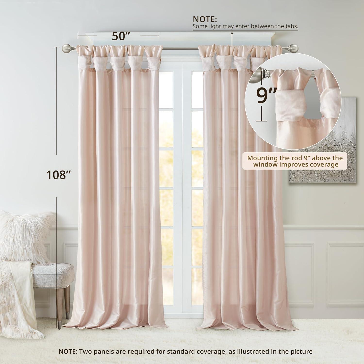 imageMadison Park Emilia Faux Silk Valance DIY Twist Tab Top Finish with Beads Window Valance Curtain for Living Room Bedroom and Dorm 26quotL x 50quotW BlushBlush