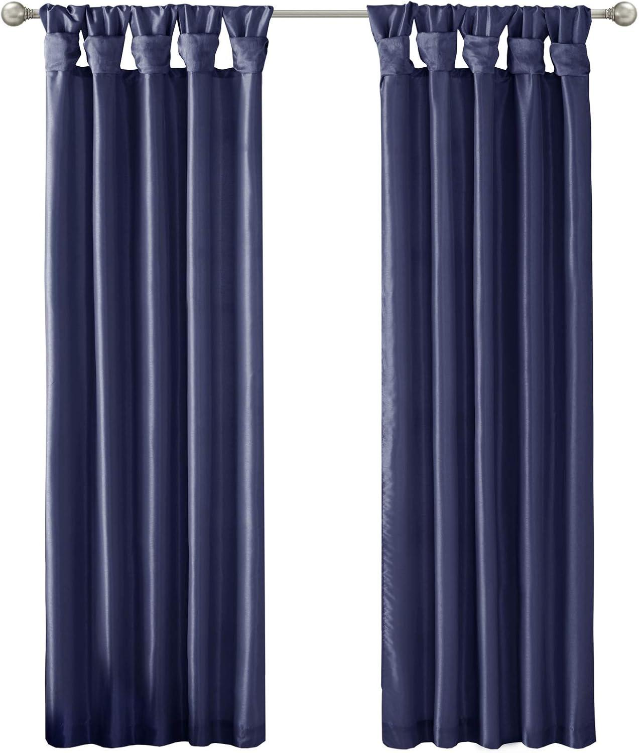 imageMadison Park Emilia Faux Silk Valance DIY Twist Tab Top Finish with Beads Window Valance Curtain for Living Room Bedroom and Dorm 26quotL x 50quotW BlushNavy