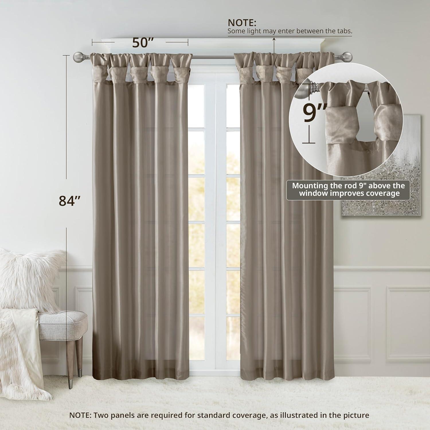 imageMadison Park Emilia Faux Silk Valance DIY Twist Tab Top Finish with Beads Window Valance Curtain for Living Room Bedroom and Dorm 26quotL x 50quotW BlushPewter