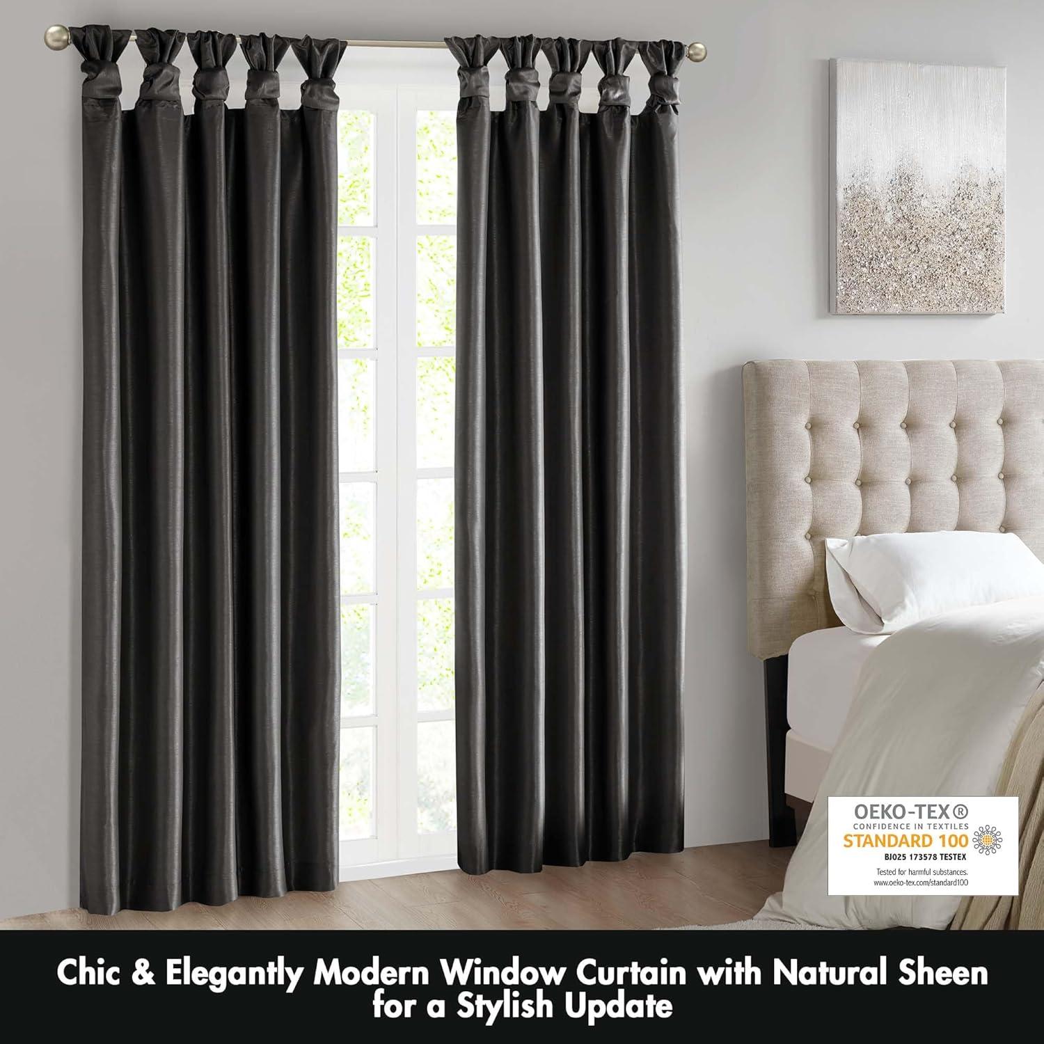 imageMadison Park Emilia Faux Silk Valance DIY Twist Tab Top Finish with Beads Window Valance Curtain for Living Room Bedroom and Dorm 26quotL x 50quotW BlushBlack