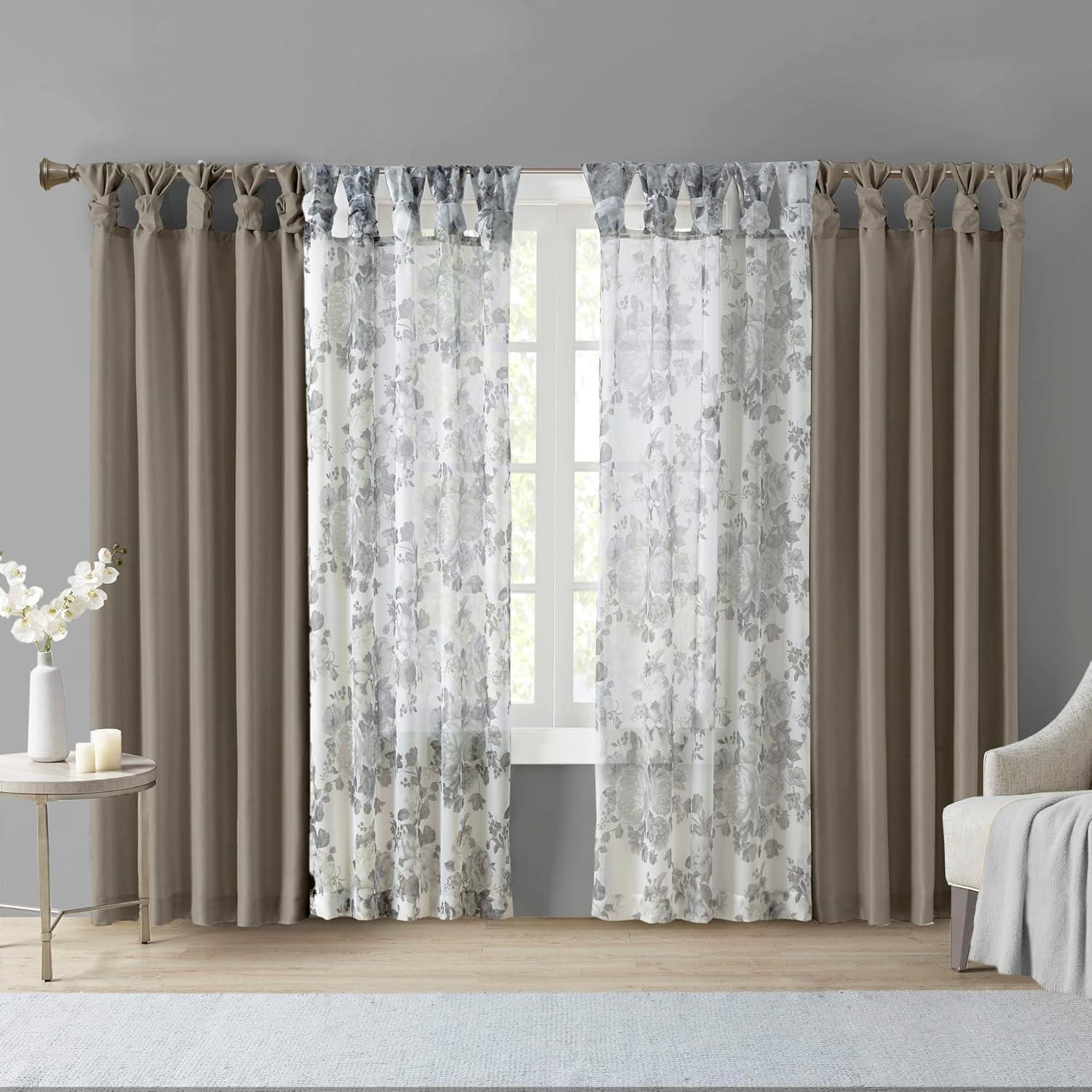 imageMadison Park Emilia Faux Silk Valance DIY Twist Tab Top Finish with Beads Window Valance Curtain for Living Room Bedroom and Dorm 26quotL x 50quotW BlushPewter