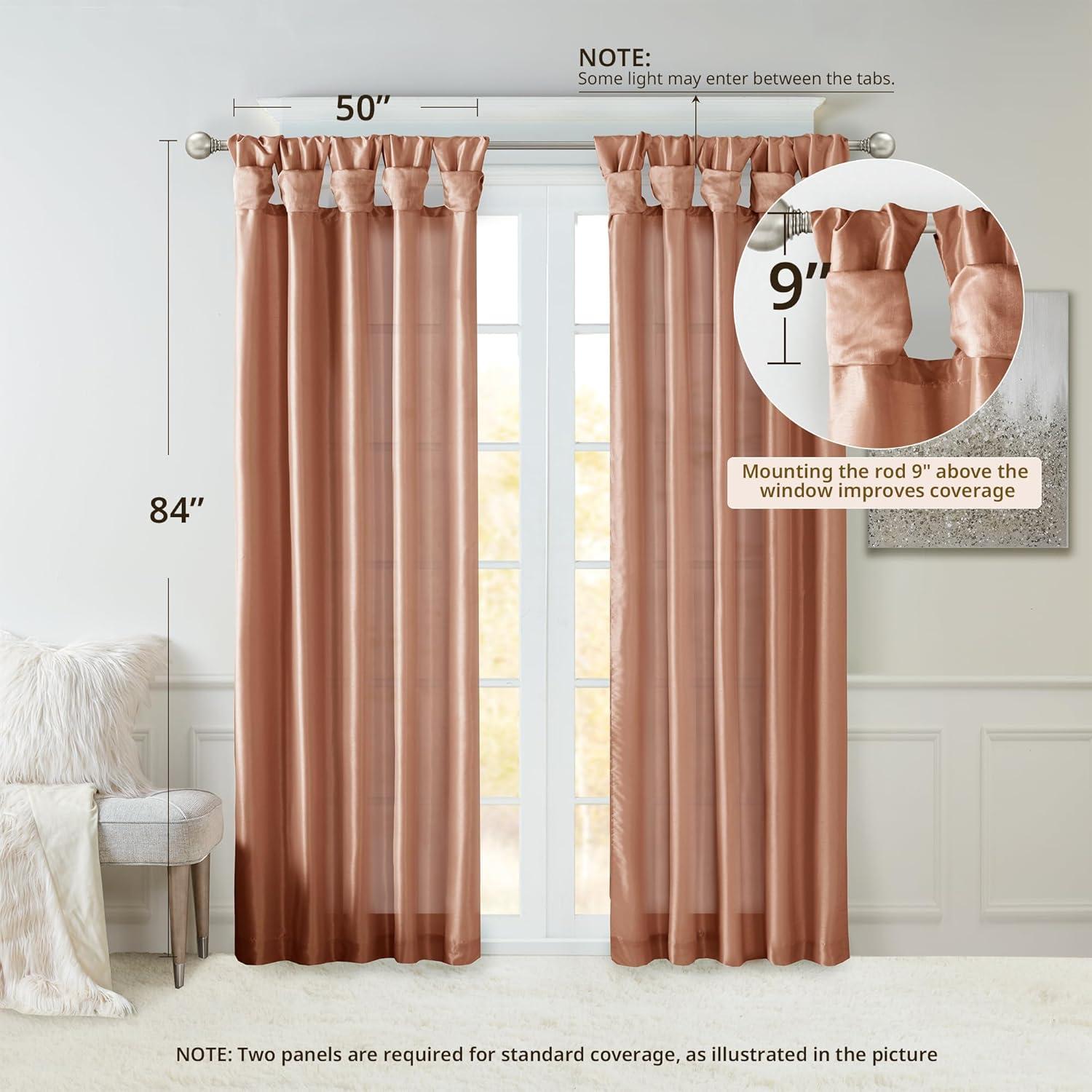 imageMadison Park Emilia Faux Silk Valance DIY Twist Tab Top Finish with Beads Window Valance Curtain for Living Room Bedroom and Dorm 26quotL x 50quotW BlushSpice