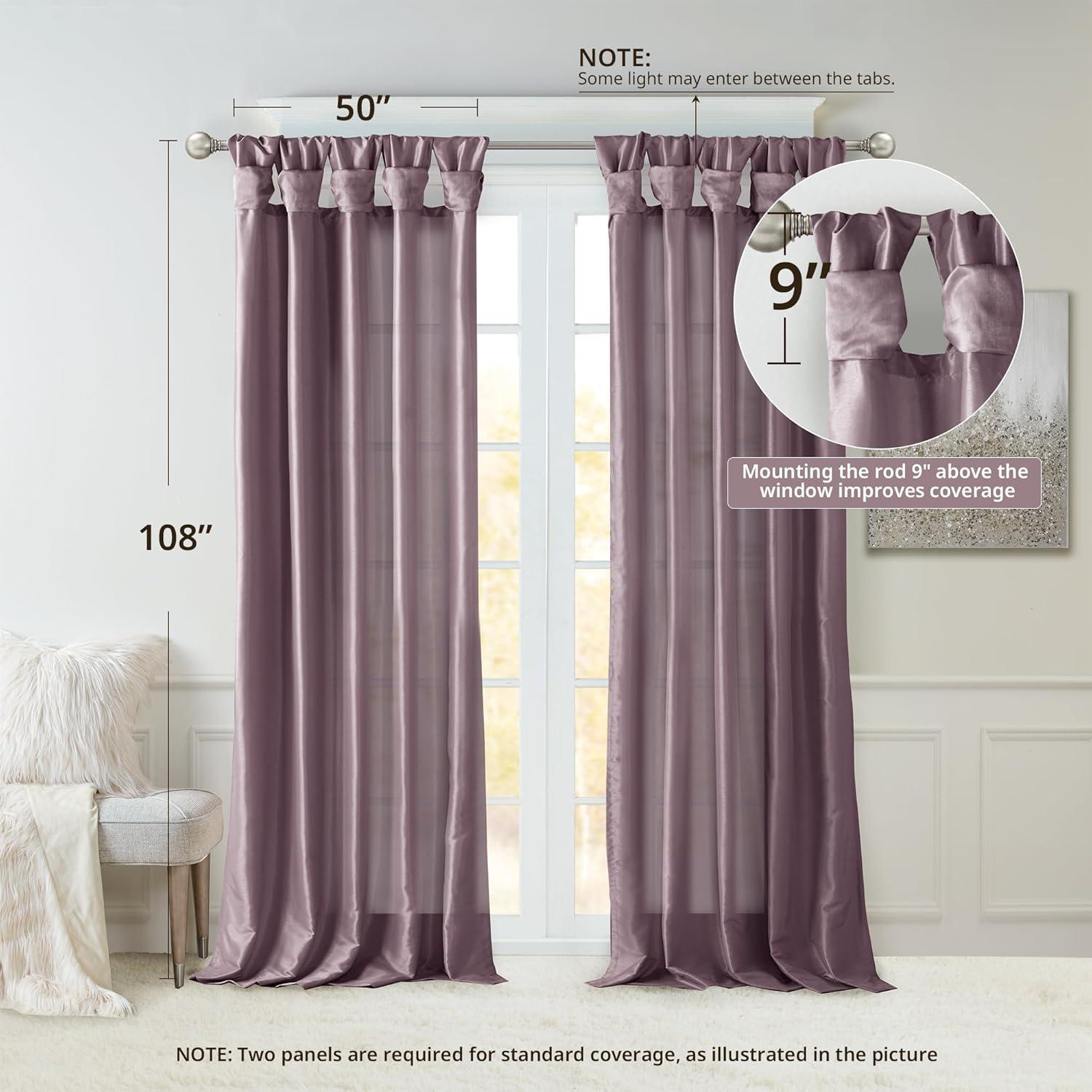 imageMadison Park Emilia Faux Silk Valance DIY Twist Tab Top Finish with Beads Window Valance Curtain for Living Room Bedroom and Dorm 26quotL x 50quotW BlushPurple