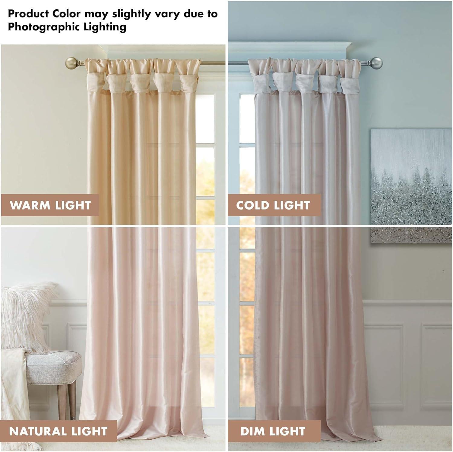 imageMadison Park Emilia Faux Silk Valance DIY Twist Tab Top Finish with Beads Window Valance Curtain for Living Room Bedroom and Dorm 26quotL x 50quotW BlushBlush