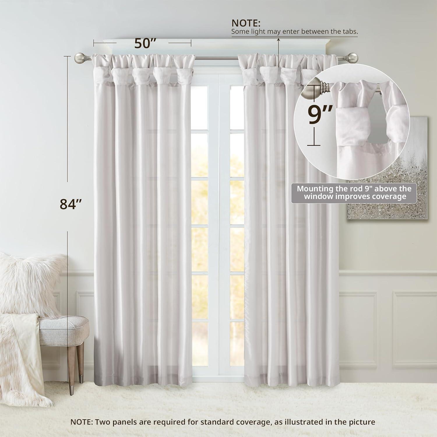 imageMadison Park Emilia Faux Silk Valance DIY Twist Tab Top Finish with Beads Window Valance Curtain for Living Room Bedroom and Dorm 26quotL x 50quotW BlushSilver