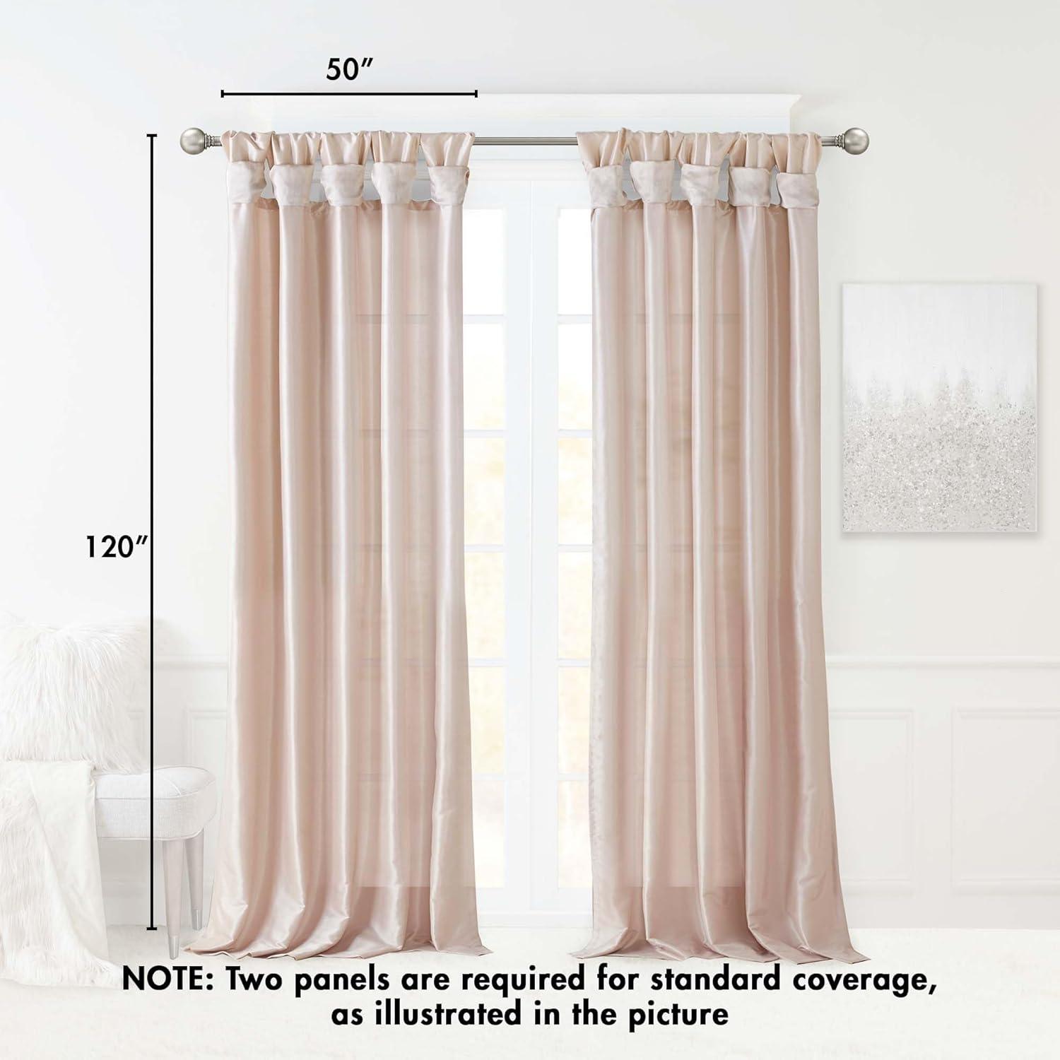 imageMadison Park Emilia Faux Silk Valance DIY Twist Tab Top Finish with Beads Window Valance Curtain for Living Room Bedroom and Dorm 26quotL x 50quotW BlushBlush