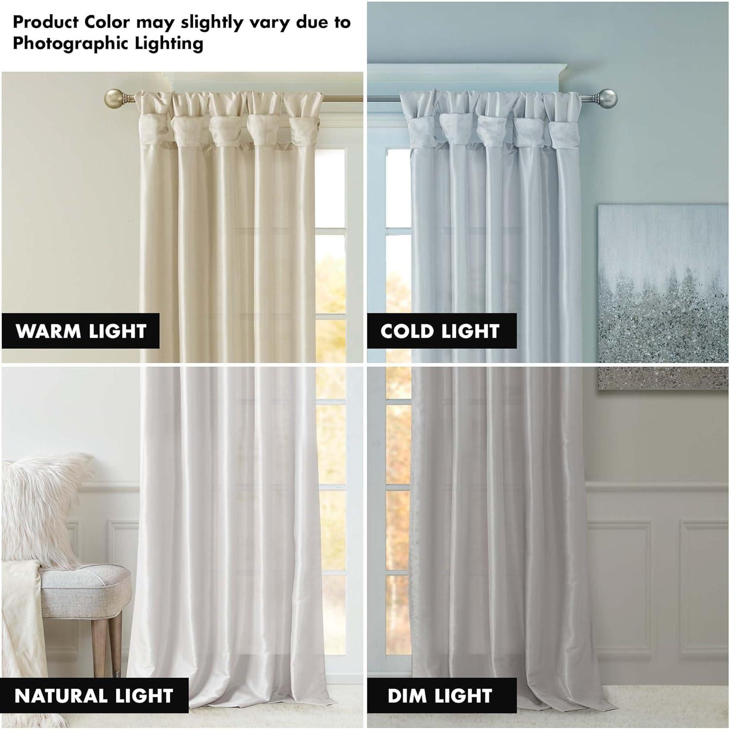 imageMadison Park Emilia Faux Silk Valance DIY Twist Tab Top Finish with Beads Window Valance Curtain for Living Room Bedroom and Dorm 26quotL x 50quotW BlushSilver