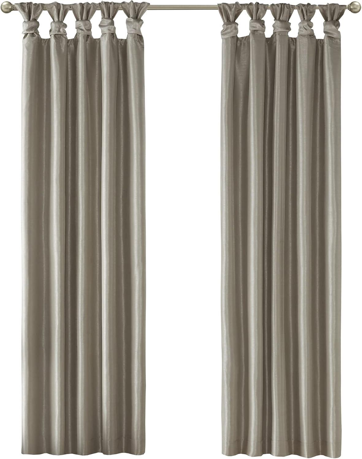 imageMadison Park Emilia Faux Silk Valance DIY Twist Tab Top Finish with Beads Window Valance Curtain for Living Room Bedroom and Dorm 26quotL x 50quotW BlushPewter