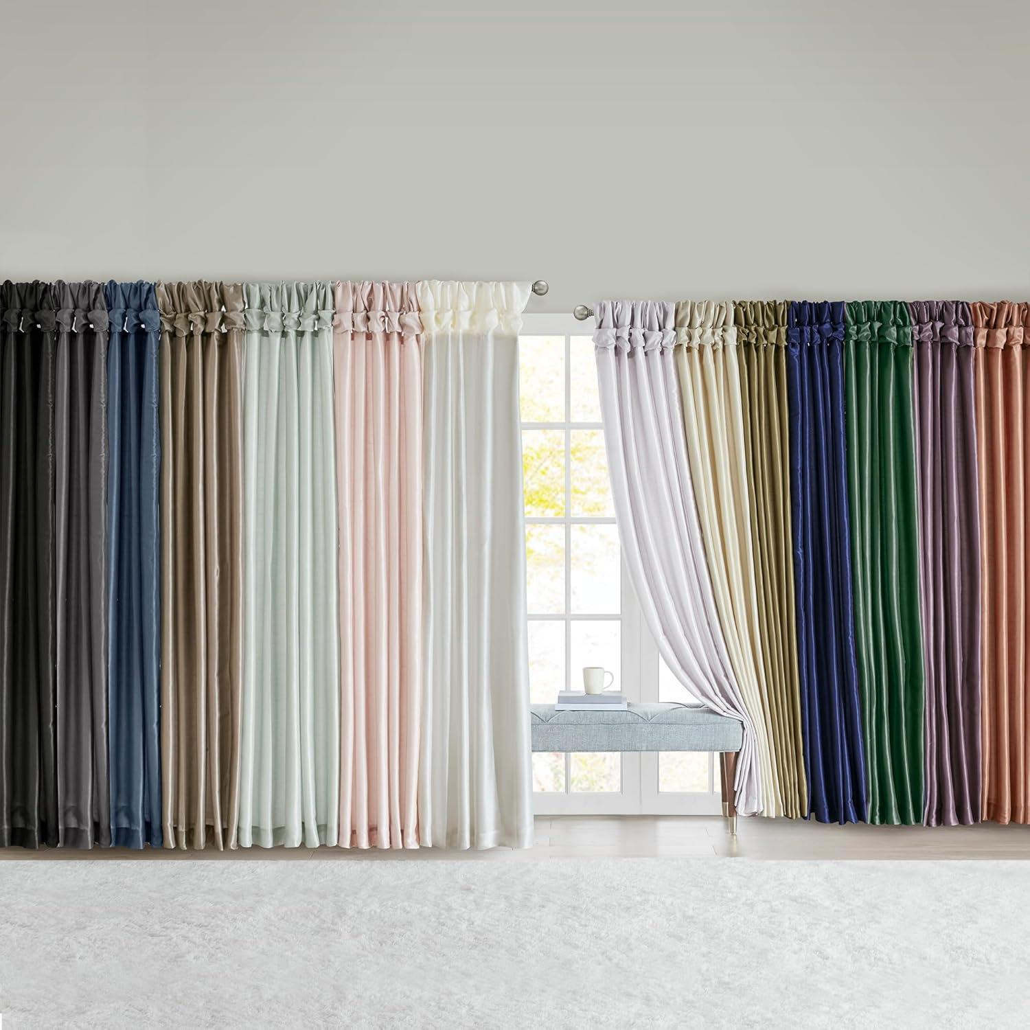imageMadison Park Emilia Faux Silk Valance DIY Twist Tab Top Finish with Beads Window Valance Curtain for Living Room Bedroom and Dorm 26quotL x 50quotW BlushBronze