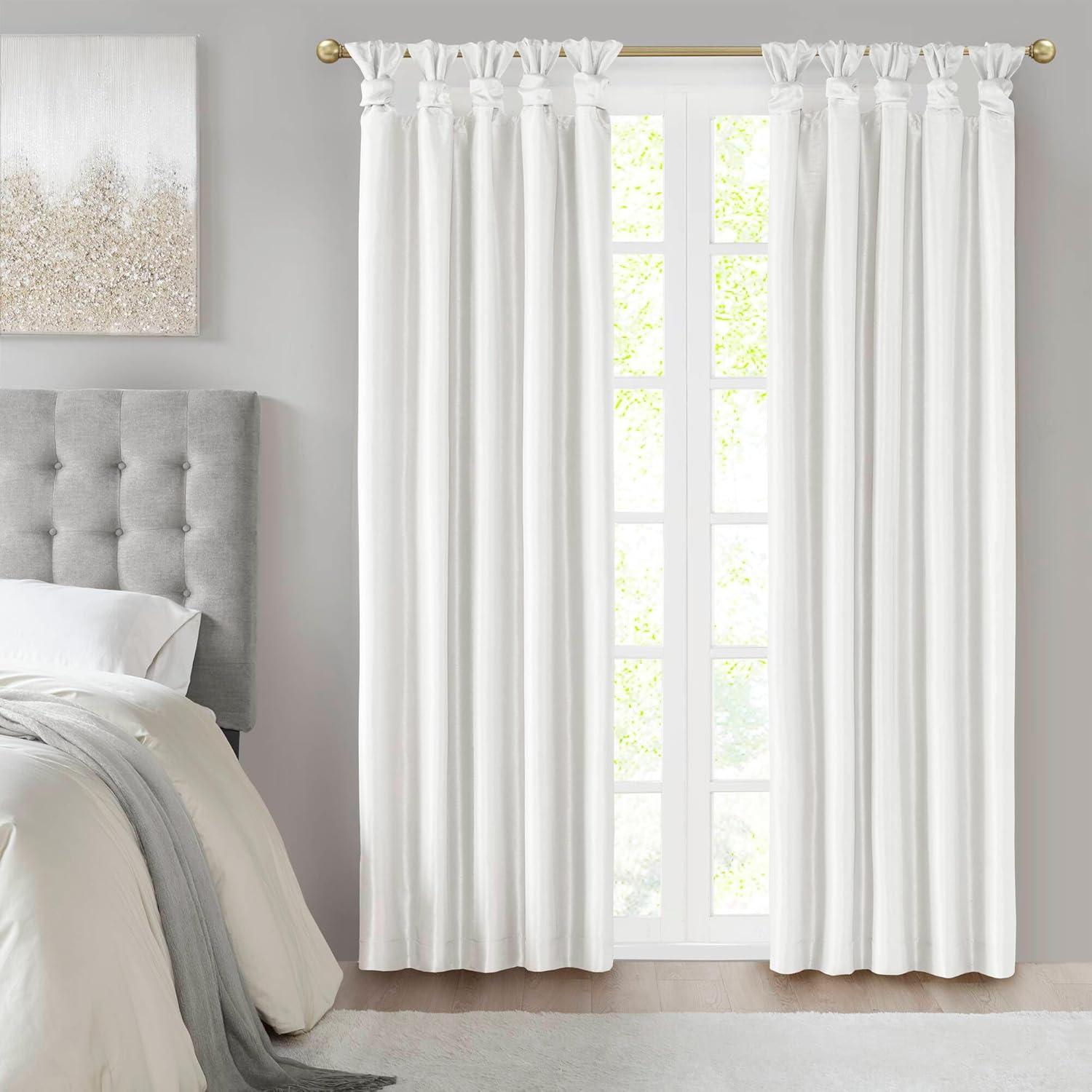 imageMadison Park Emilia Faux Silk Valance DIY Twist Tab Top Finish with Beads Window Valance Curtain for Living Room Bedroom and Dorm 26quotL x 50quotW BlushWhite