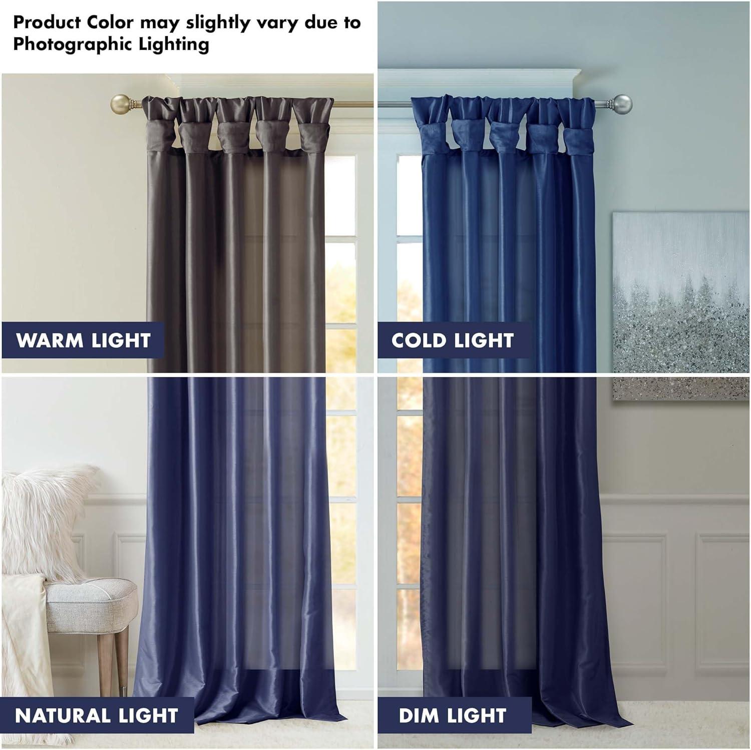 imageMadison Park Emilia Faux Silk Valance DIY Twist Tab Top Finish with Beads Window Valance Curtain for Living Room Bedroom and Dorm 26quotL x 50quotW BlushNavy