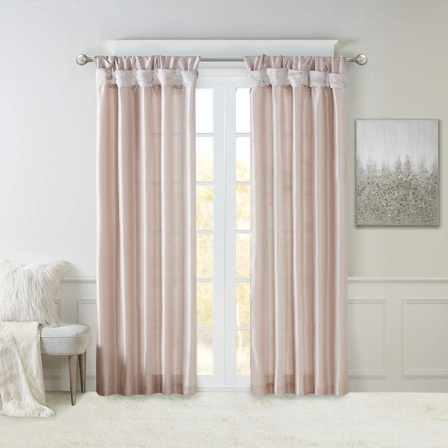 imageMadison Park Emilia Faux Silk Valance DIY Twist Tab Top Finish with Beads Window Valance Curtain for Living Room Bedroom and Dorm 26quotL x 50quotW BlushBlush