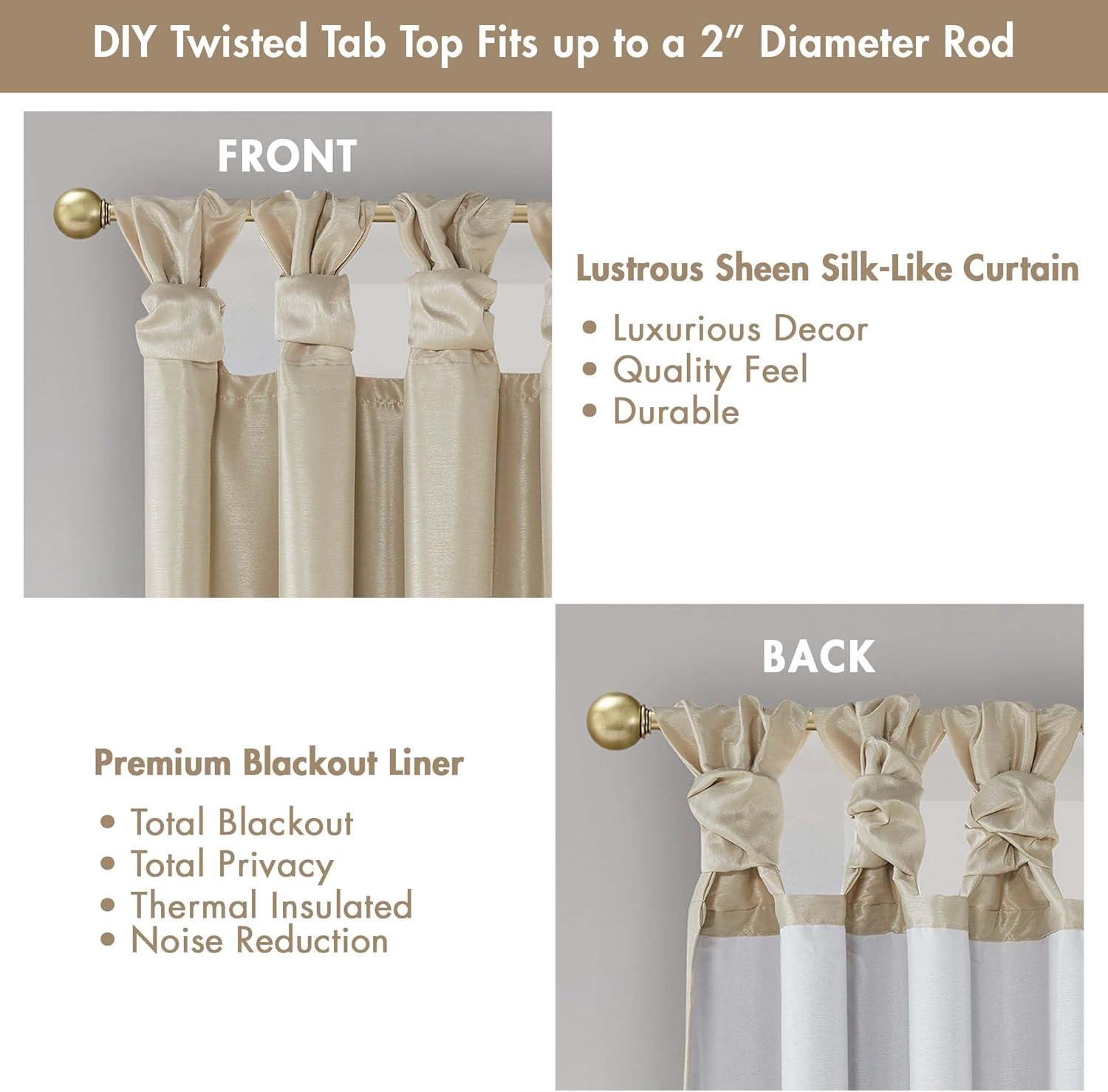 imageMadison Park Emilia Faux Silk Valance DIY Twist Tab Top Finish with Beads Window Valance Curtain for Living Room Bedroom and Dorm 26quotL x 50quotW BlushChampagne