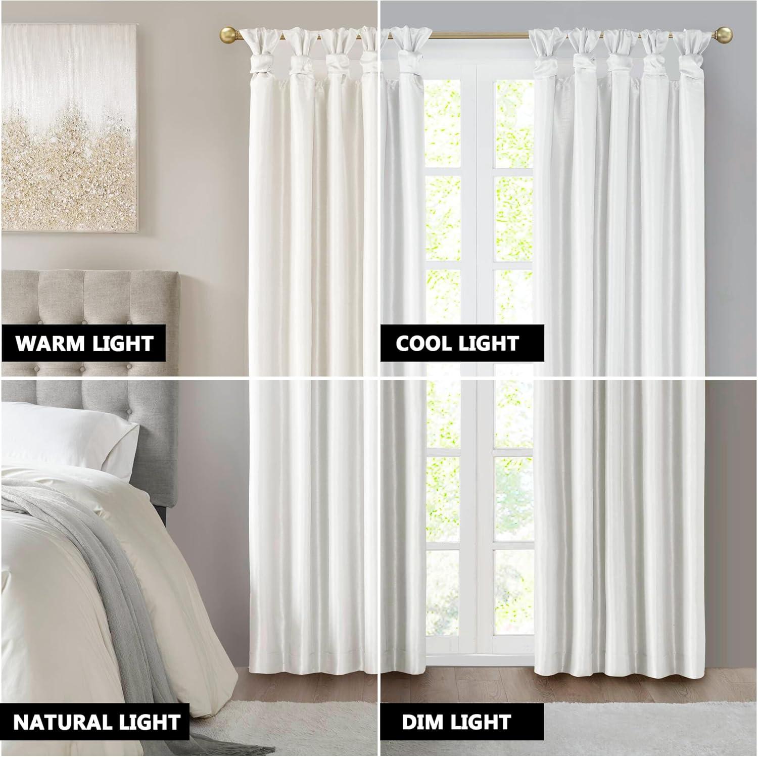 imageMadison Park Emilia Faux Silk Valance DIY Twist Tab Top Finish with Beads Window Valance Curtain for Living Room Bedroom and Dorm 26quotL x 50quotW BlushWhite