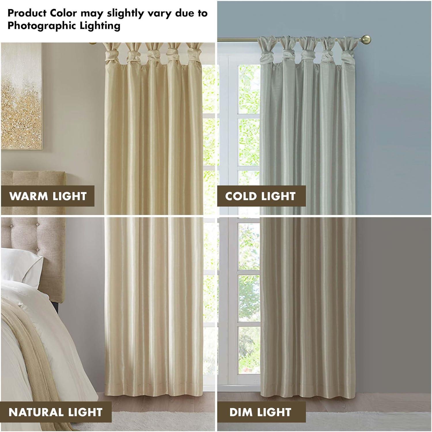 imageMadison Park Emilia Faux Silk Valance DIY Twist Tab Top Finish with Beads Window Valance Curtain for Living Room Bedroom and Dorm 26quotL x 50quotW BlushChampagne