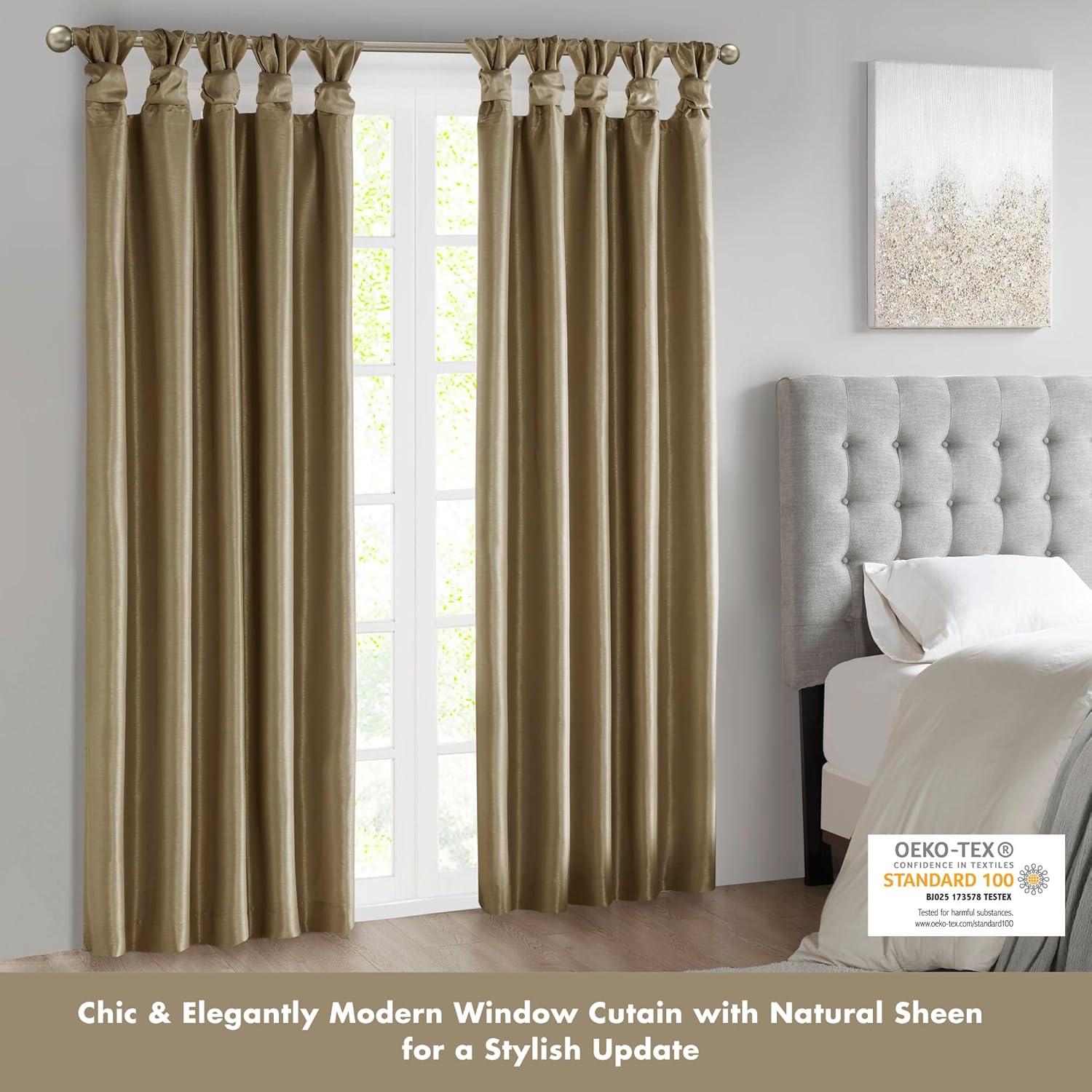 imageMadison Park Emilia Faux Silk Valance DIY Twist Tab Top Finish with Beads Window Valance Curtain for Living Room Bedroom and Dorm 26quotL x 50quotW BlushBronze