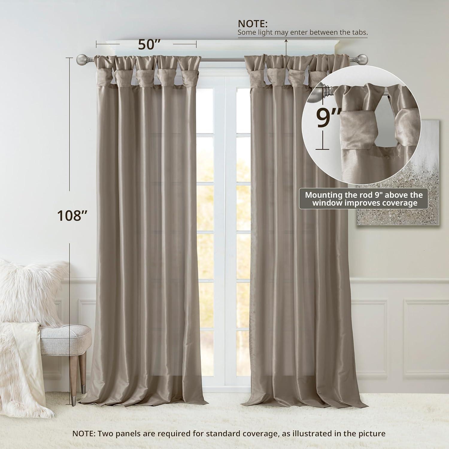 imageMadison Park Emilia Faux Silk Valance DIY Twist Tab Top Finish with Beads Window Valance Curtain for Living Room Bedroom and Dorm 26quotL x 50quotW BlushPewter