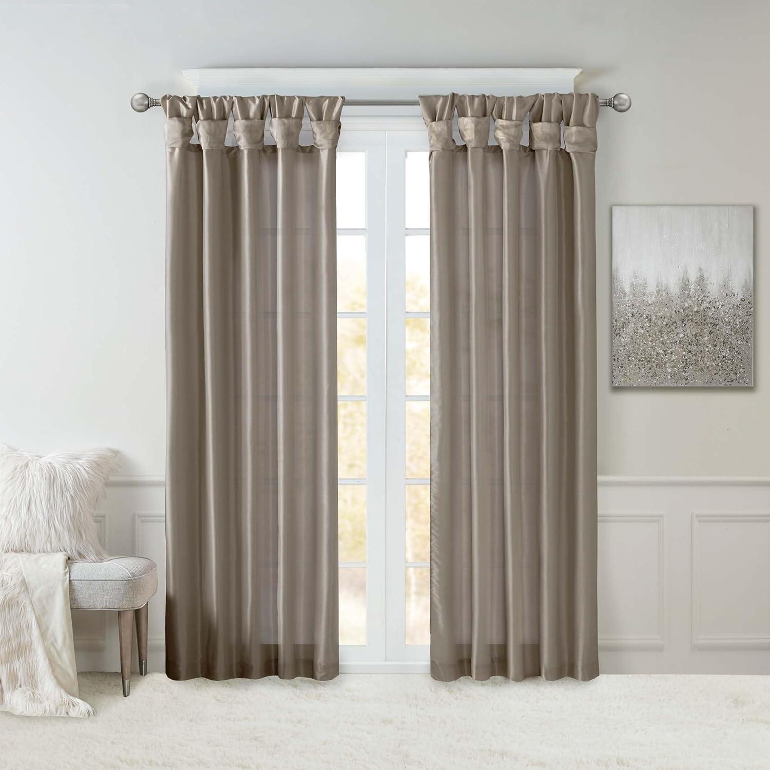 imageMadison Park Emilia Faux Silk Valance DIY Twist Tab Top Finish with Beads Window Valance Curtain for Living Room Bedroom and Dorm 26quotL x 50quotW BlushPewter