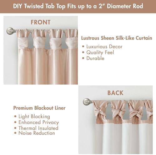 imageMadison Park Emilia Faux Silk Valance DIY Twist Tab Top Finish with Beads Window Valance Curtain for Living Room Bedroom and Dorm 26quotL x 50quotW BlushBlush