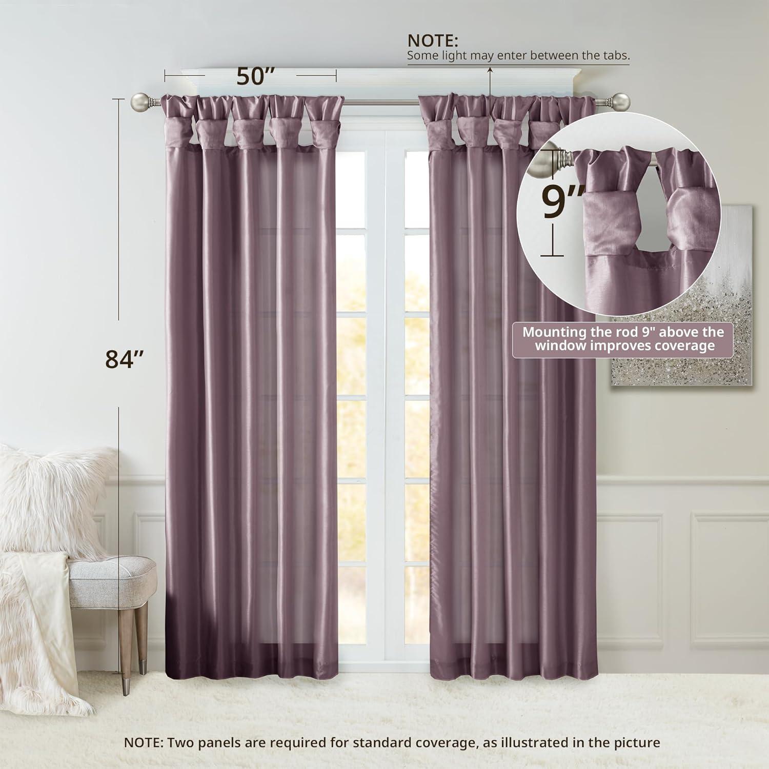 imageMadison Park Emilia Faux Silk Valance DIY Twist Tab Top Finish with Beads Window Valance Curtain for Living Room Bedroom and Dorm 26quotL x 50quotW BlushPurple