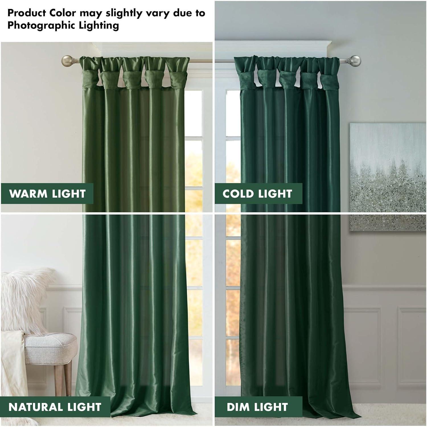 imageMadison Park Emilia Faux Silk Valance DIY Twist Tab Top Finish with Beads Window Valance Curtain for Living Room Bedroom and Dorm 26quotL x 50quotW BlushGreen