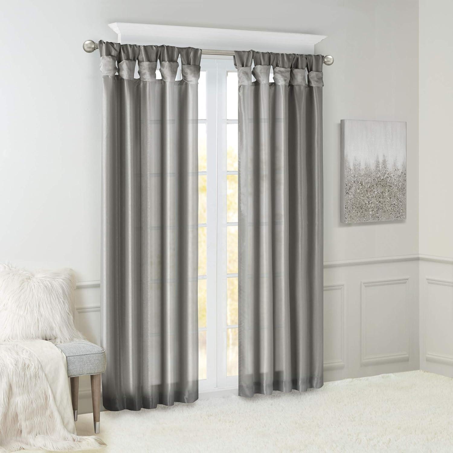 imageMadison Park Emilia Faux Silk Valance DIY Twist Tab Top Finish with Beads Window Valance Curtain for Living Room Bedroom and Dorm 26quotL x 50quotW BlushCharcoal