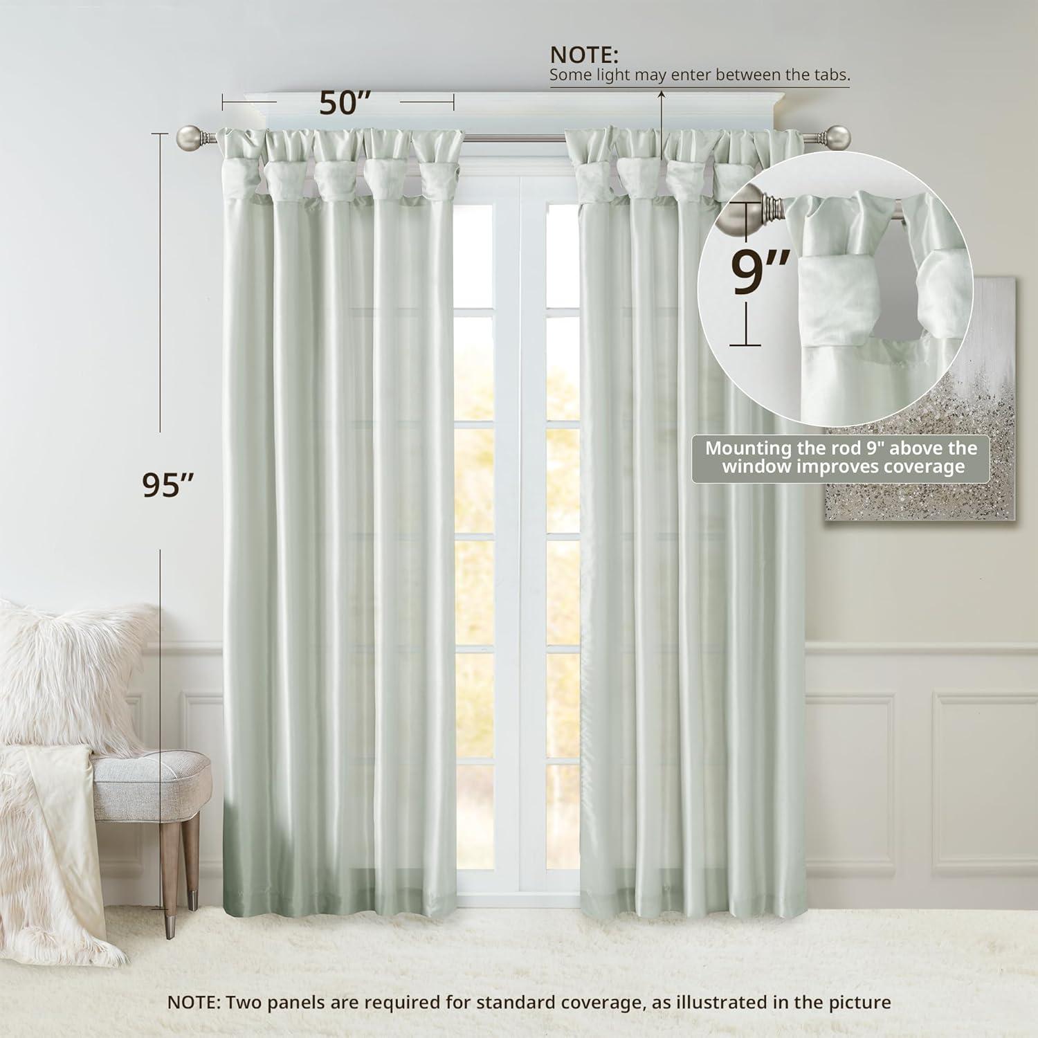 imageMadison Park Emilia Faux Silk Valance DIY Twist Tab Top Finish with Beads Window Valance Curtain for Living Room Bedroom and Dorm 26quotL x 50quotW BlushDusty Aqua