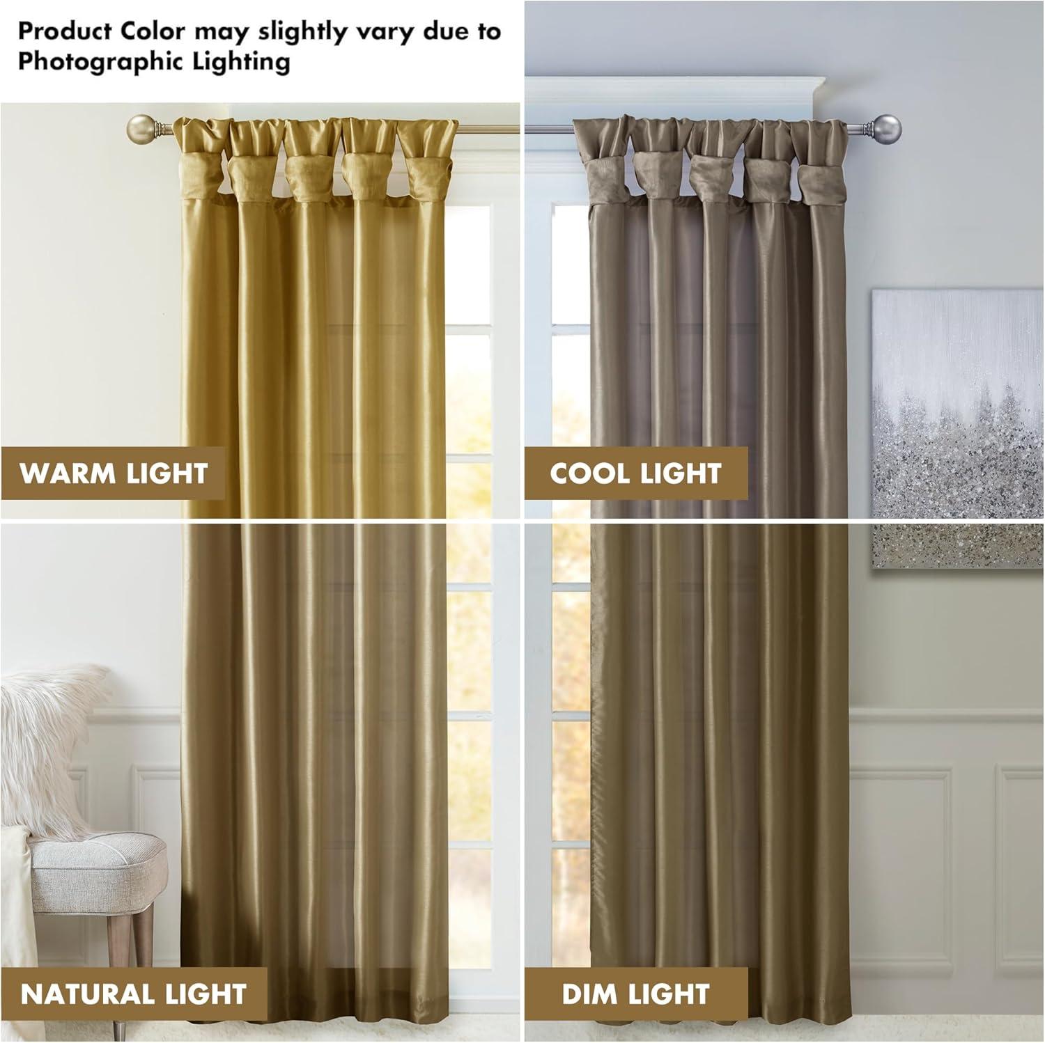 imageMadison Park Emilia Faux Silk Valance DIY Twist Tab Top Finish with Beads Window Valance Curtain for Living Room Bedroom and Dorm 26quotL x 50quotW BlushBronze