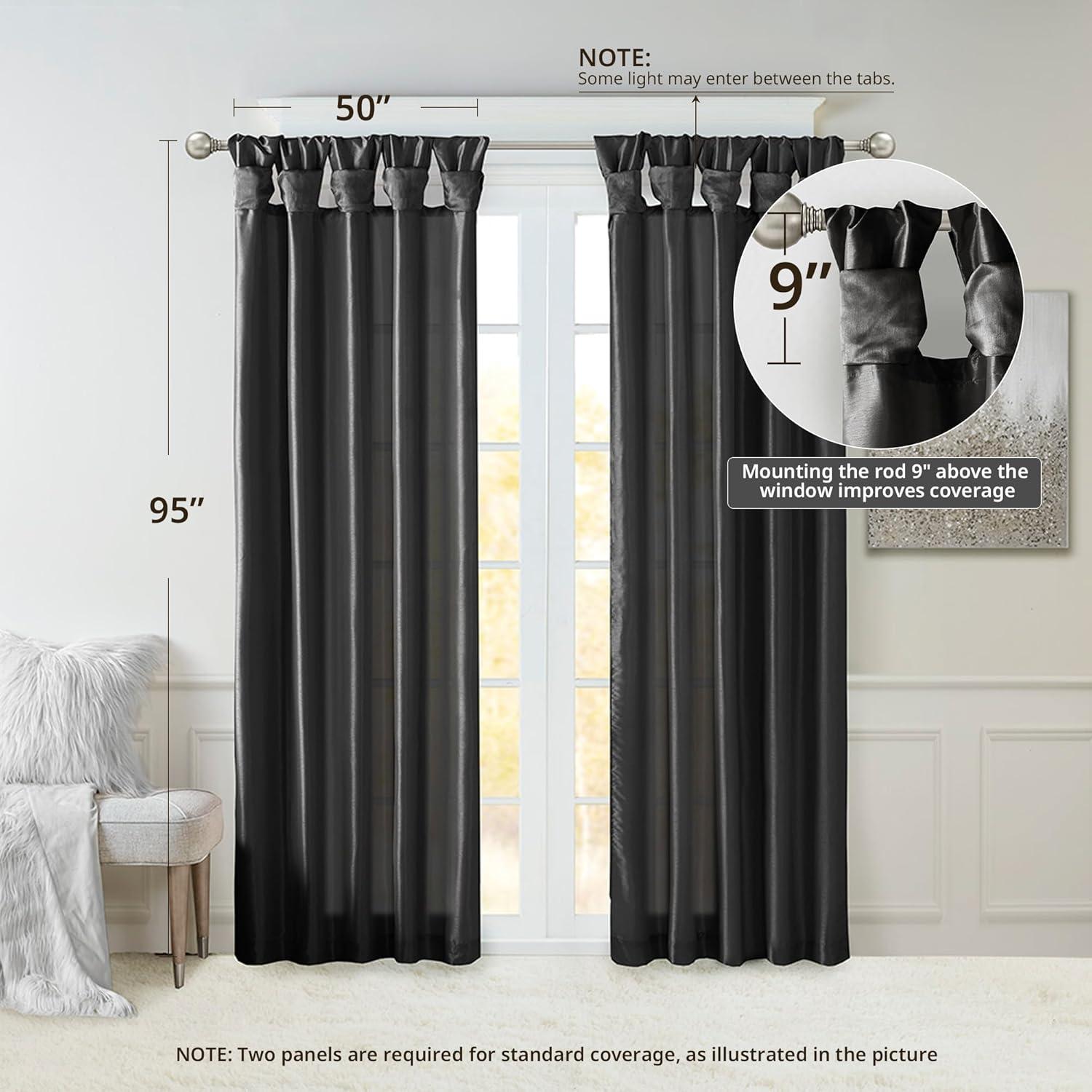 imageMadison Park Emilia Faux Silk Valance DIY Twist Tab Top Finish with Beads Window Valance Curtain for Living Room Bedroom and Dorm 26quotL x 50quotW BlushBlack