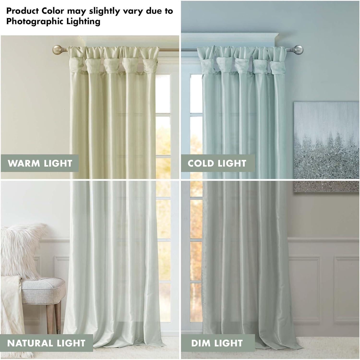 imageMadison Park Emilia Faux Silk Valance DIY Twist Tab Top Finish with Beads Window Valance Curtain for Living Room Bedroom and Dorm 26quotL x 50quotW BlushDusty Aqua