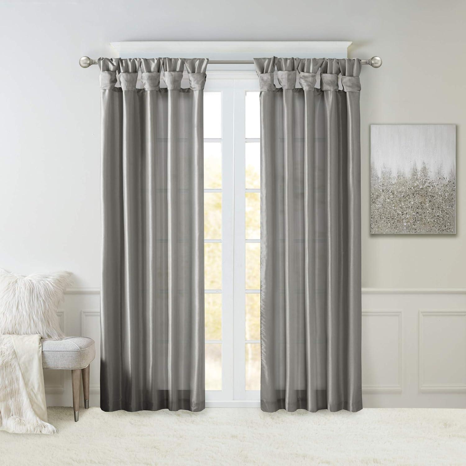 imageMadison Park Emilia Faux Silk Valance DIY Twist Tab Top Finish with Beads Window Valance Curtain for Living Room Bedroom and Dorm 26quotL x 50quotW BlushCharcoal
