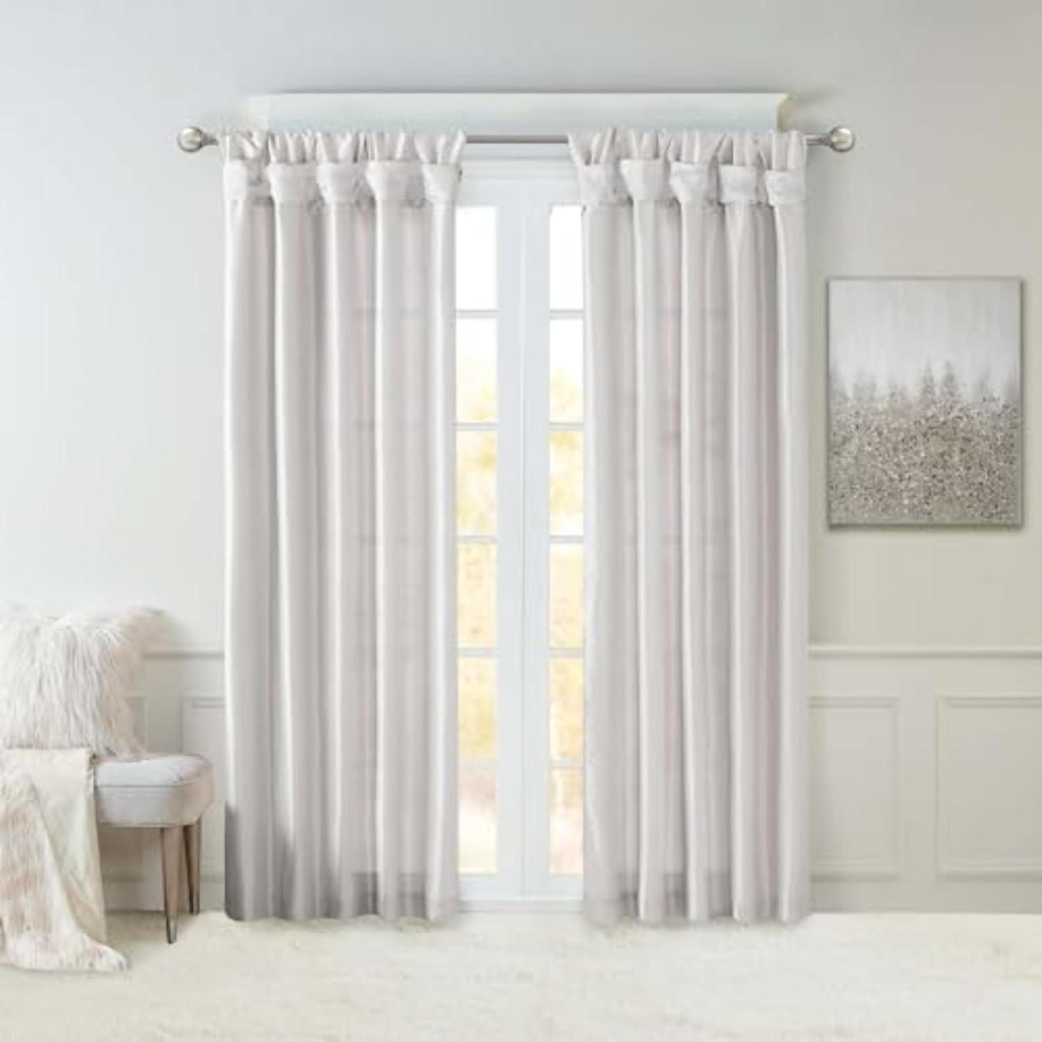 imageMadison Park Emilia Faux Silk Valance DIY Twist Tab Top Finish with Beads Window Valance Curtain for Living Room Bedroom and Dorm 26quotL x 50quotW BlushSilver