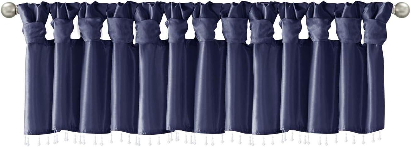 imageMadison Park Emilia Faux Silk Valance DIY Twist Tab Top Finish with Beads Window Valance Curtain for Living Room Bedroom and Dorm 26quotL x 50quotW BlushNavy