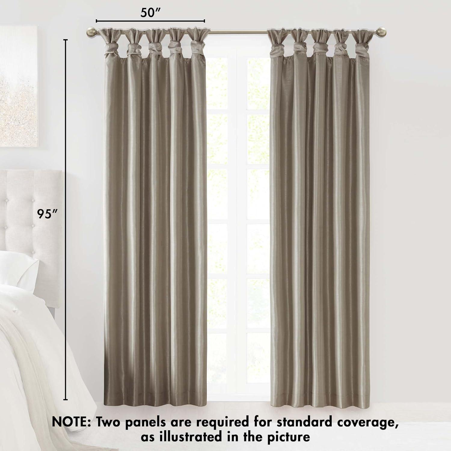imageMadison Park Emilia Faux Silk Valance DIY Twist Tab Top Finish with Beads Window Valance Curtain for Living Room Bedroom and Dorm 26quotL x 50quotW BlushPewter