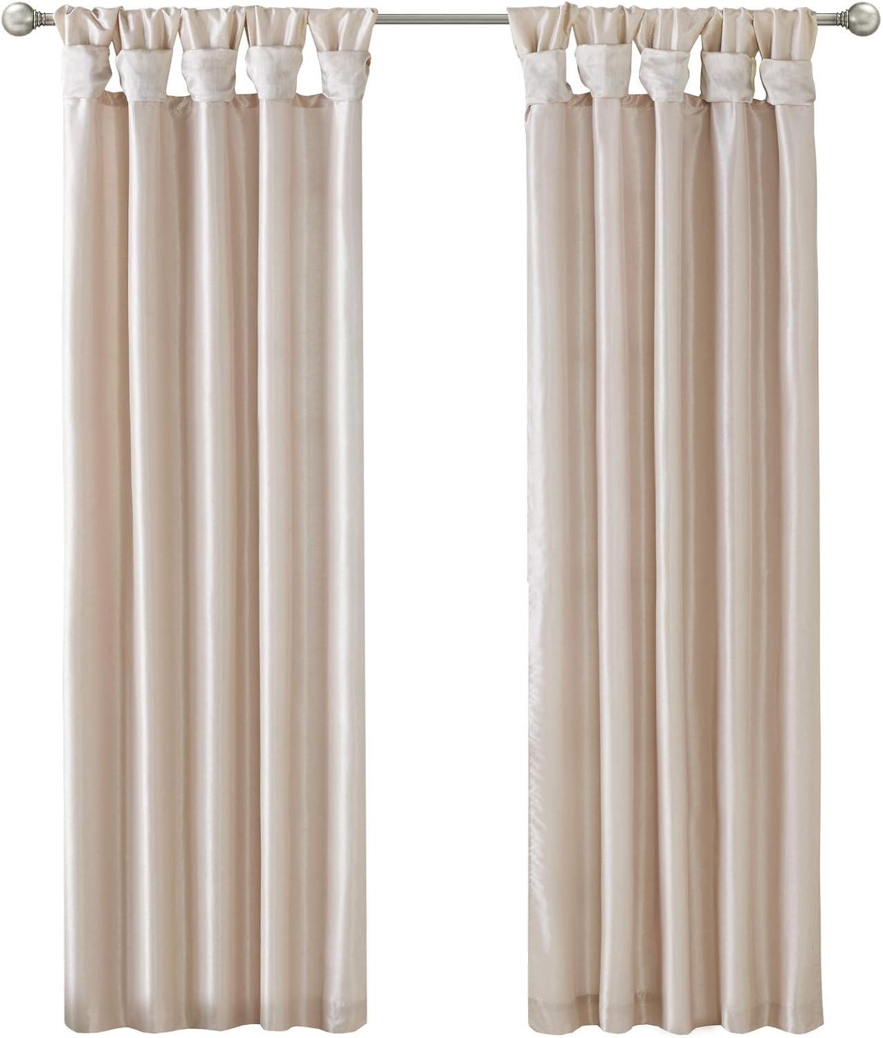 imageMadison Park Emilia Faux Silk Valance DIY Twist Tab Top Finish with Beads Window Valance Curtain for Living Room Bedroom and Dorm 26quotL x 50quotW BlushBlush