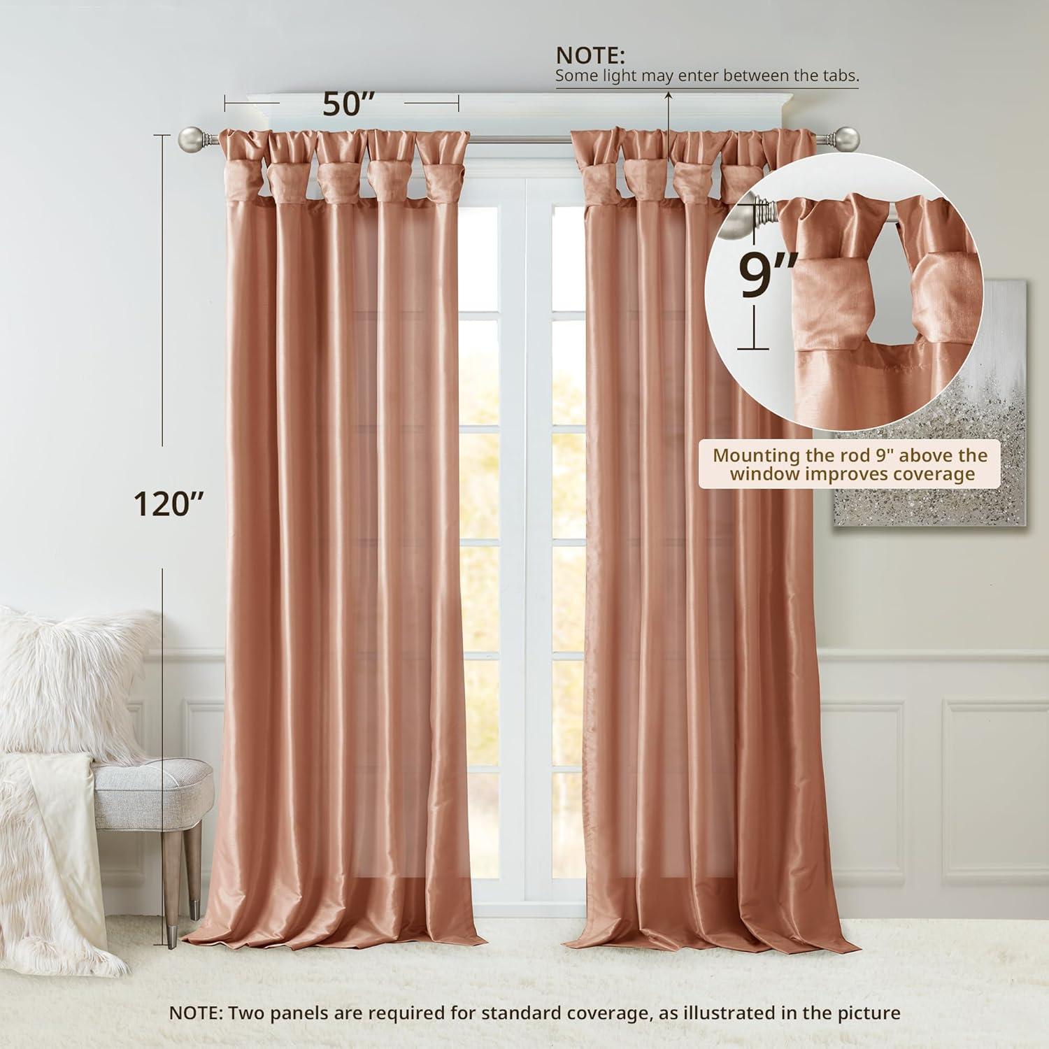 imageMadison Park Emilia Faux Silk Valance DIY Twist Tab Top Finish with Beads Window Valance Curtain for Living Room Bedroom and Dorm 26quotL x 50quotW BlushSpice