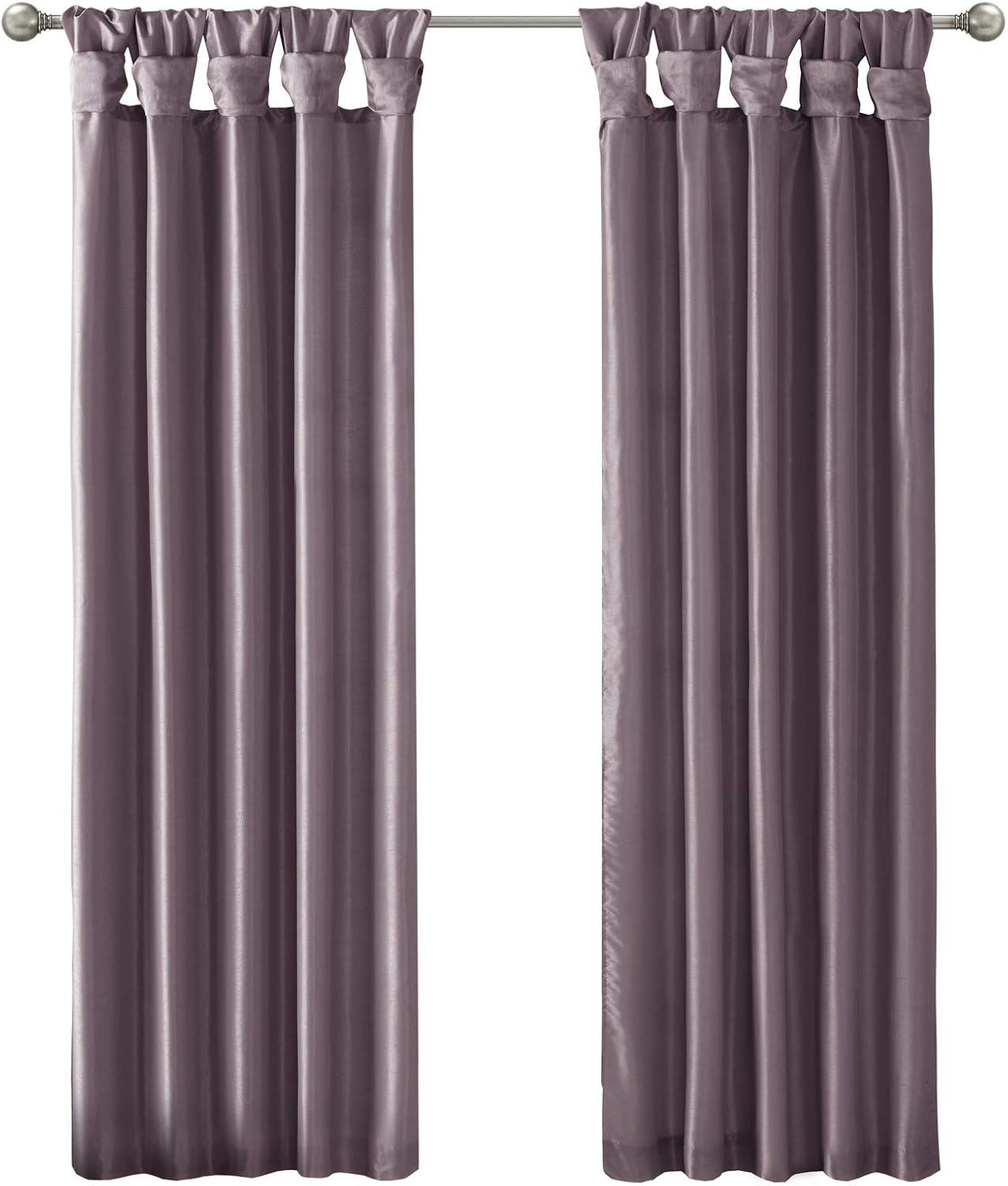 imageMadison Park Emilia Faux Silk Valance DIY Twist Tab Top Finish with Beads Window Valance Curtain for Living Room Bedroom and Dorm 26quotL x 50quotW BlushPurple
