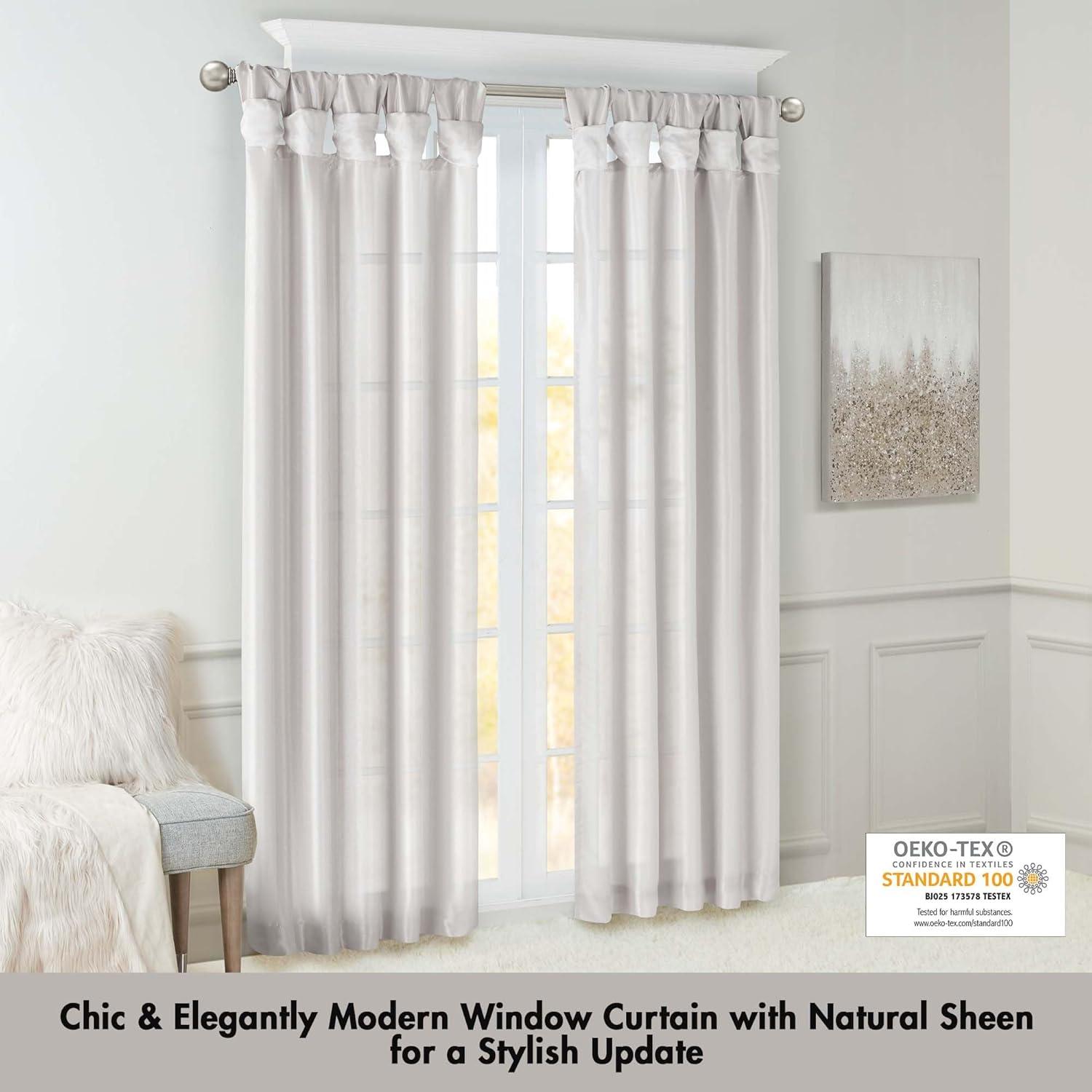 imageMadison Park Emilia Faux Silk Valance DIY Twist Tab Top Finish with Beads Window Valance Curtain for Living Room Bedroom and Dorm 26quotL x 50quotW BlushSilver