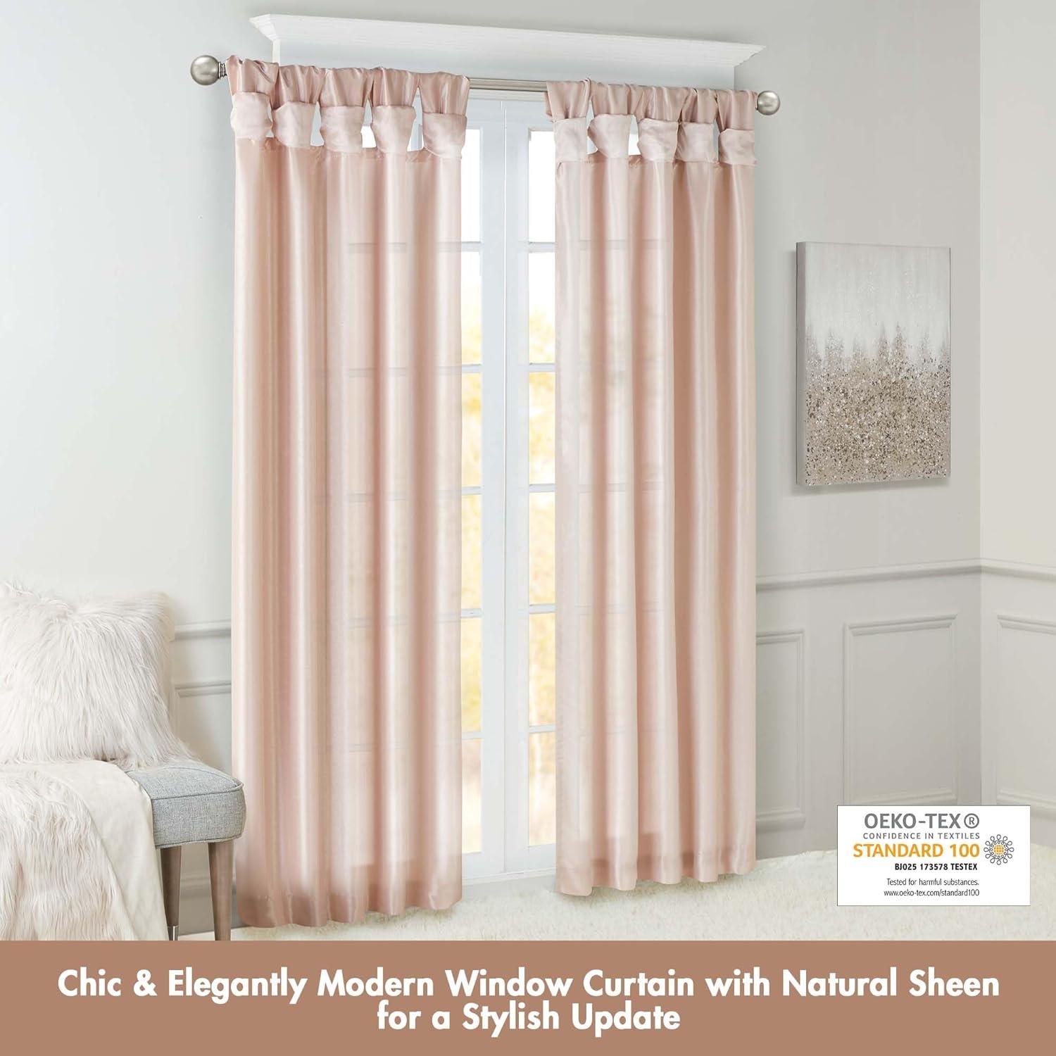 imageMadison Park Emilia Faux Silk Valance DIY Twist Tab Top Finish with Beads Window Valance Curtain for Living Room Bedroom and Dorm 26quotL x 50quotW BlushBlush
