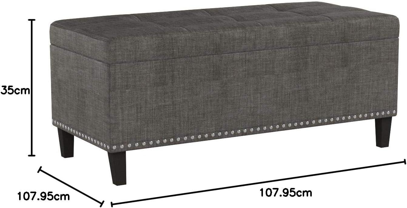 imageMadison Park Entryway Accent Bench for Living Room Flip Top Storage Chest Shandra Tufted Top Upholstered Storage Bench End of Bed for Bedroom Furniture Indoor Seating 49quotWide BlueCharcoal
