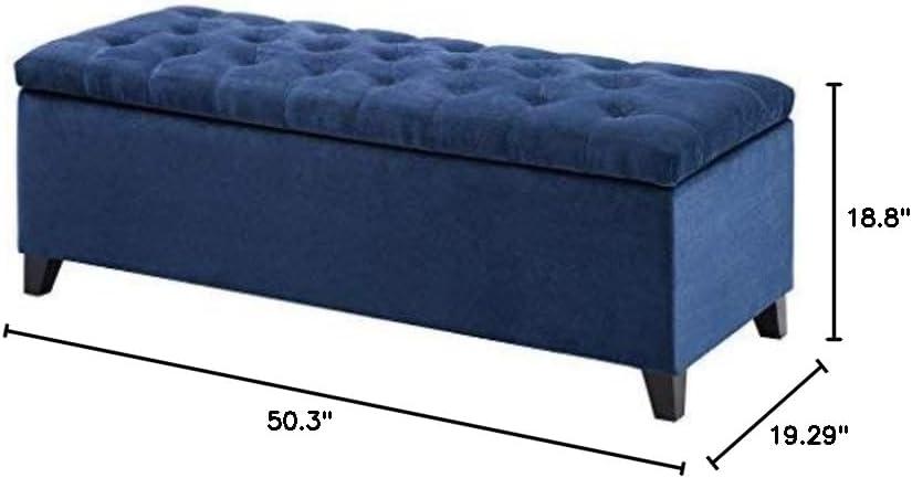 imageMadison Park Entryway Accent Bench for Living Room Flip Top Storage Chest Shandra Tufted Top Upholstered Storage Bench End of Bed for Bedroom Furniture Indoor Seating 49quotWide BlueNavy