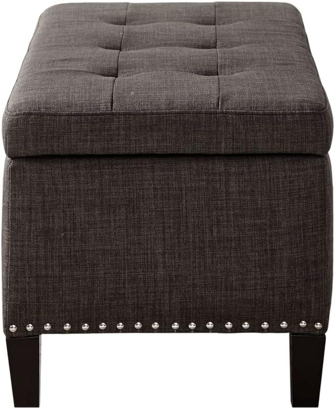 imageMadison Park Entryway Accent Bench for Living Room Flip Top Storage Chest Shandra Tufted Top Upholstered Storage Bench End of Bed for Bedroom Furniture Indoor Seating 49quotWide BlueCharcoal