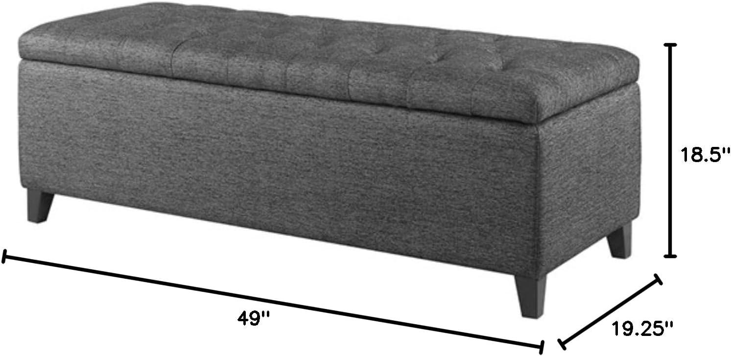 imageMadison Park Entryway Accent Bench for Living Room Flip Top Storage Chest Shandra Tufted Top Upholstered Storage Bench End of Bed for Bedroom Furniture Indoor Seating 49quotWide BlueCharcoal