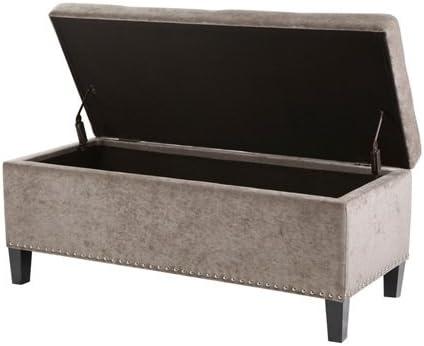 imageMadison Park Entryway Accent Bench for Living Room Flip Top Storage Chest Shandra Tufted Top Upholstered Storage Bench End of Bed for Bedroom Furniture Indoor Seating 49quotWide BlueTaupe