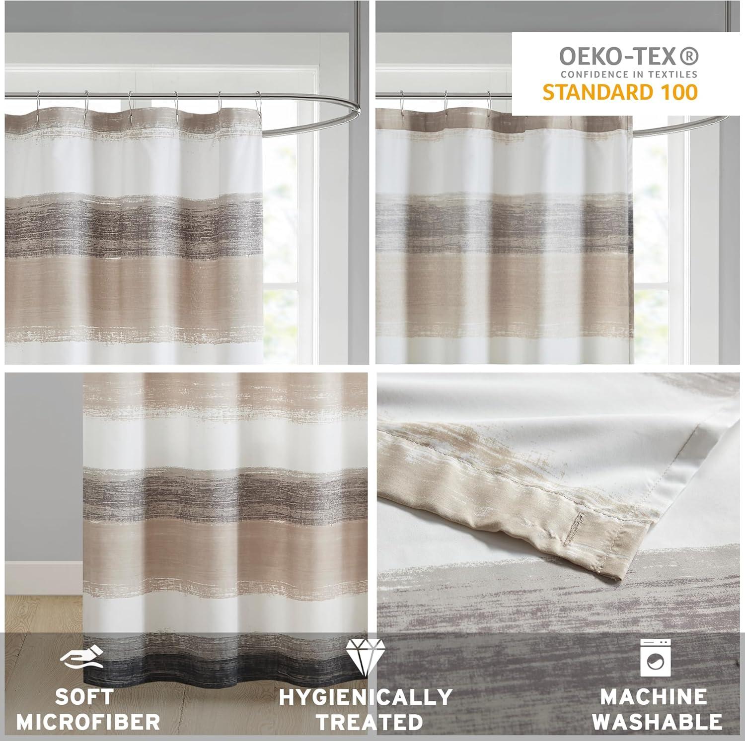 imageMadison Park Essentials Shower Curtain Watercolor Print Multi Blue Shower Curtain for Bath Room Modern Bathroom Dcor Machine Washable Microfiber Fabric Shower Curtain Saben 72x72 AquaGreyTaupeBlack