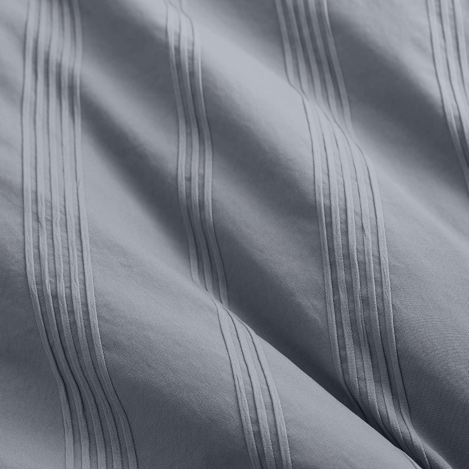imageMadison Park Essentials Striped Duvet Cover Set Queen Modern Minimalist Bedding Set with Premium Jacquard Stripe 3 Pieces Duvet Cover Reversible with Zipper Closure ampamp Corner TiesWhiteBlueGrey