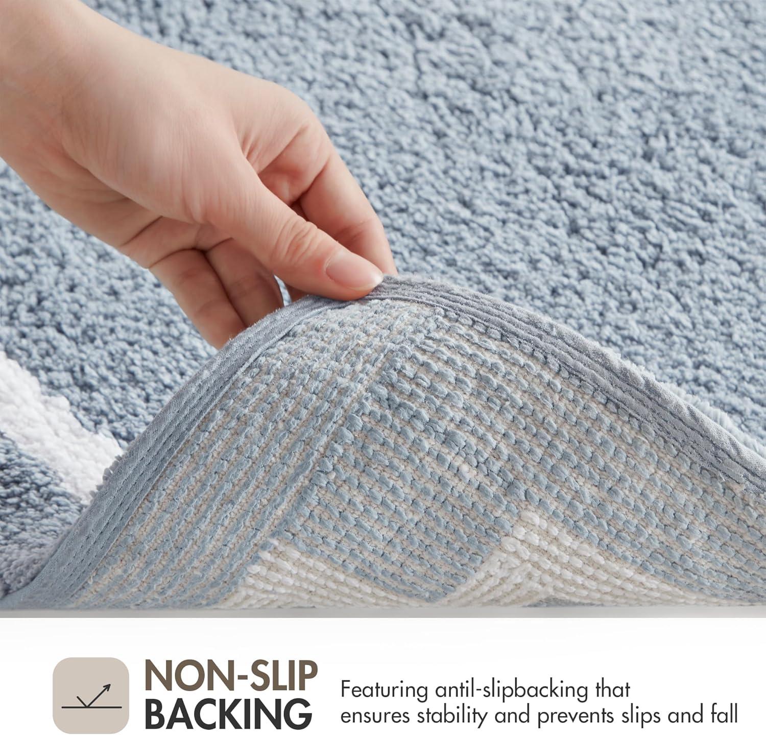 imageMadison Park Evan Cotton Tufted Washable Bath Mat Luxury Solid Bathroom Rugs 20quot x 30quot GreyBlue