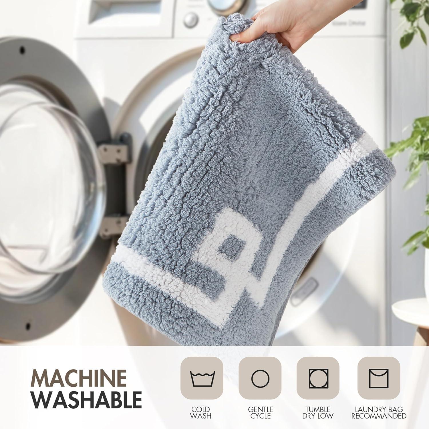 imageMadison Park Evan Cotton Tufted Washable Bath Mat Luxury Solid Bathroom Rugs 20quot x 30quot GreyBlue