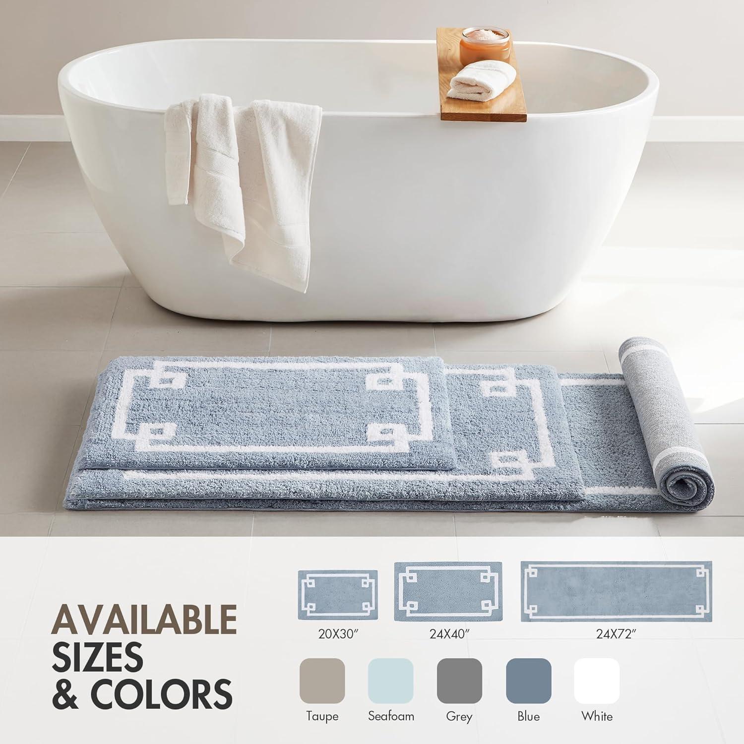 imageMadison Park Evan Cotton Tufted Washable Bath Mat Luxury Solid Bathroom Rugs 20quot x 30quot GreyBlue
